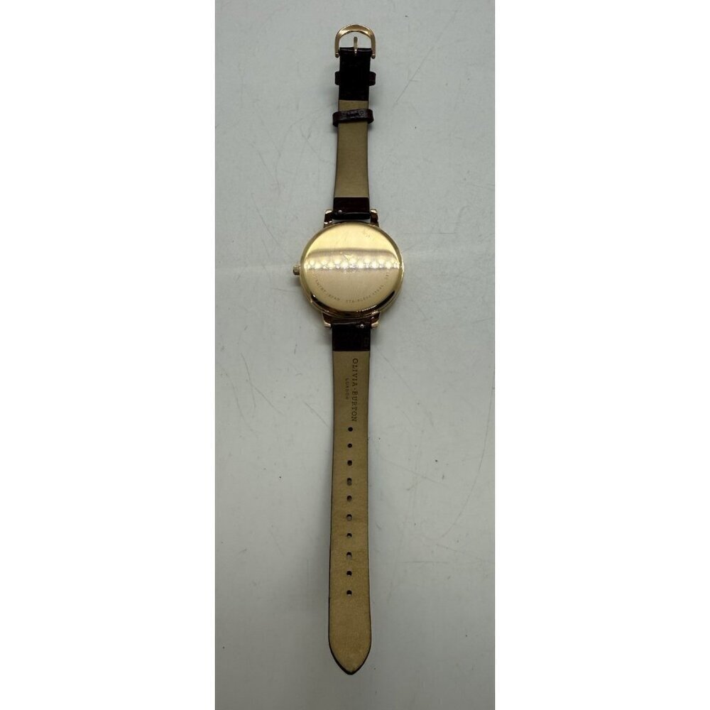 Olivia Burton Sunray Watch Women Rose Gold Tone Brown Leather Band White Face - Picture 4 of 8